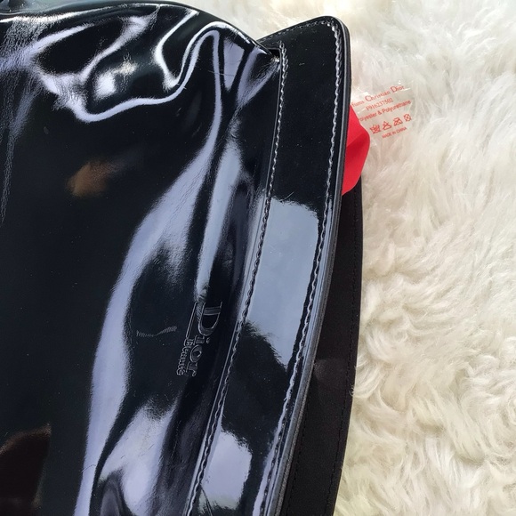 Christian Dior Parfums Black High Shine Faux Leather Clutch - Picture 9 of 11